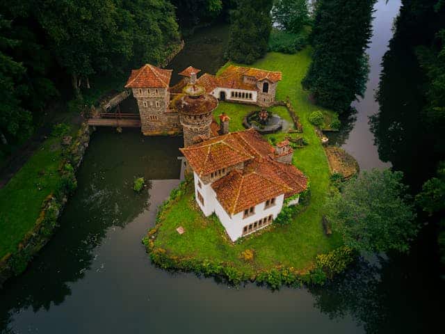 aerial view of historic luxembourg castle in summer